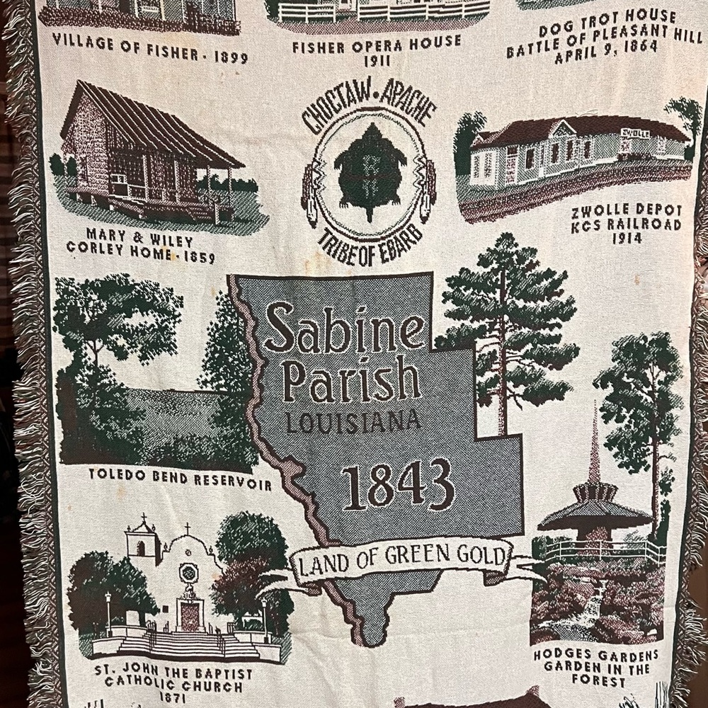 Sabine Parish Louisiana Throw Blanket